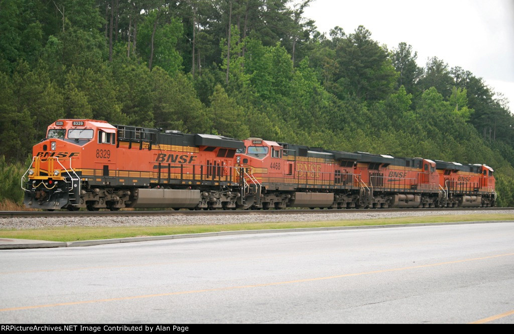 BNSF 8329 leads 4468, 7467, and 6555
